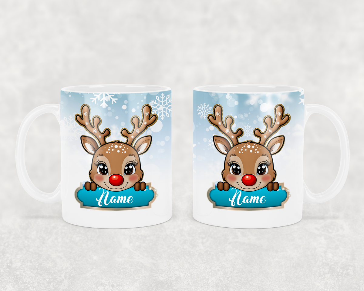 Reindeer Kids Customizable Christmas Mugs