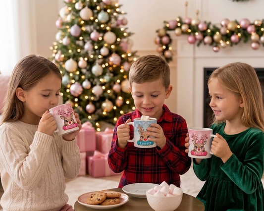 Reindeer Kids Customizable Christmas Mugs