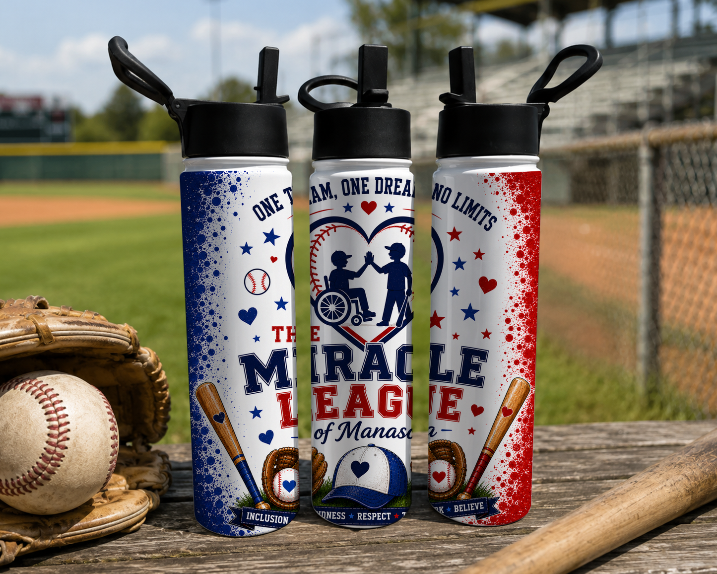 Red, White, and Blue Flip top Tumbler Miracle League