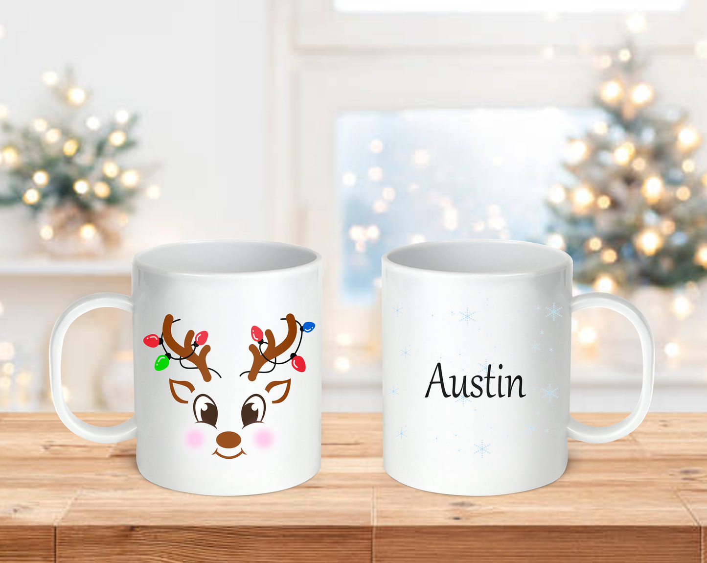 Reindeer Kids Customizable Christmas Mugs