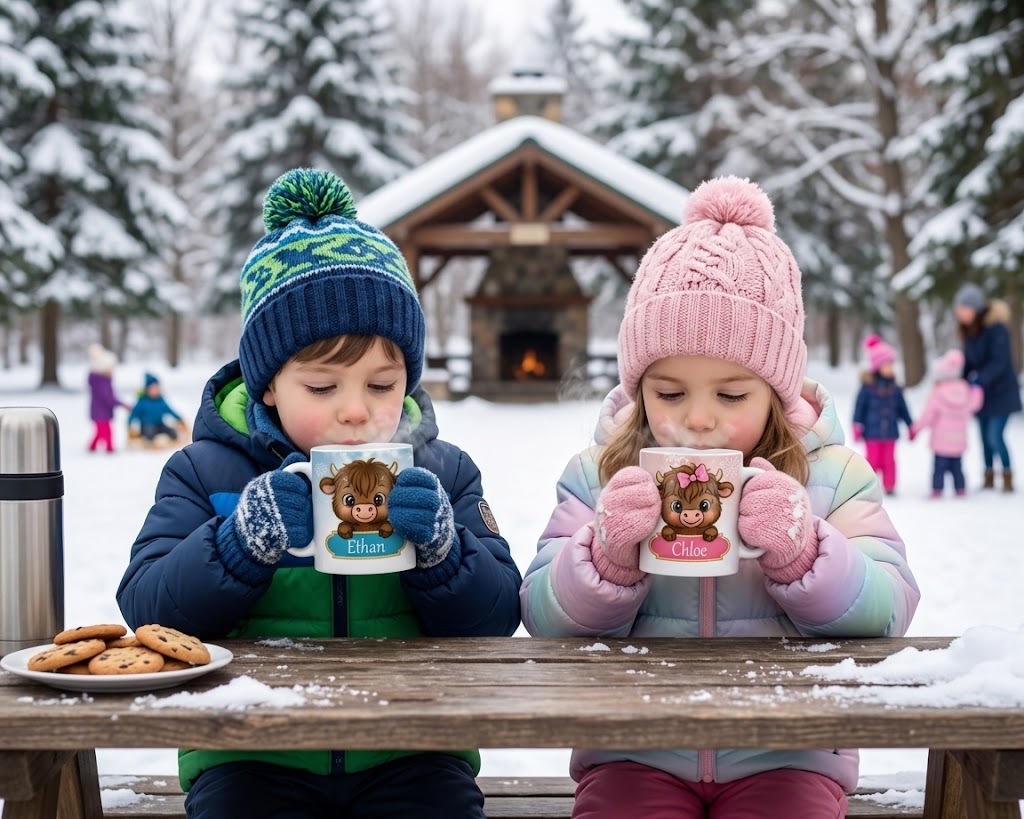 Highland Cow Kids Customizable Christmas Mugs